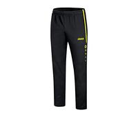 Jako Pantalon de Loisir pour Femme, Taille 34, Noir/Jaune Fluo