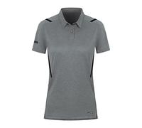 JAKO - Polo Challenge, Femme, Gris Pierre Chiné/Noir, 34