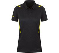 JAKO - Polo Challenge, Femme, Noir Chiné/Orange Fluo, 40