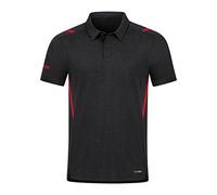 JAKO - Polo Challenge, Mixte, Marbré De Noir/Rouge, 4XL