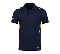 JAKO - Polo Challenge, Mixte, Marine Chiné/Jaune Fluo, 3XL