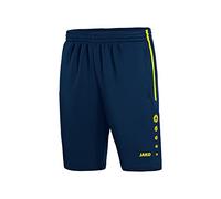 JAKO - Short D'Entraînement Actif, Mixte, Marine/Jaune Fluo, L