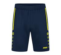 JAKO - Short D'Entraînement Polyvalent, Mixte, Marine/Jaune Fluo, L