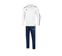 JAKO Striker 2.0 M9619 Survêtement de présentation à capuche pour homme Blanc/bleu marine Taille S