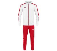 JAKO - Survêtement Power En Polyester Avec Capuche, Mixte Enfant, Blanc Rouge, 128