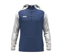 JAKO Sweat à Capuche zippé Dynamic pour Enfant, Bleu Nuit/Blanc/Gris Clair, 128