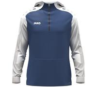 JAKO Sweat à Capuche zippé Dynamic pour Enfant, Bleu Nuit/Blanc/Gris Clair, 152