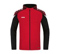 JAKO - Veste à Capuche Performante, Mixte, Rouge Noir, L