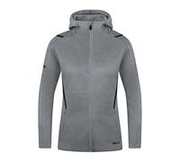 JAKO - Veste Décontractée Challenge Avec Capuche, Femme, Gris Pierre Chiné/Noir, 34