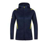 JAKO - Veste Décontractée Challenge Avec Capuche, Femme, Marine Chiné/Jaune Fluo, 38