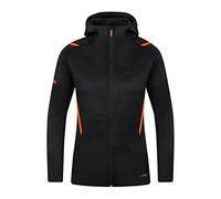 JAKO - Veste Décontractée Challenge Avec Capuche, Femme, Noir Chiné/Orange Fluo, 38