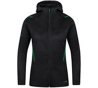 JAKO - Veste Décontractée Challenge Avec Capuche, Femme, Noir Chiné/Vert Sport, 36