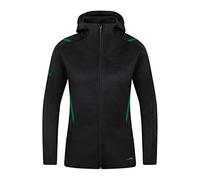 JAKO - Veste Décontractée Challenge Avec Capuche, Femme, Noir Chiné/Vert Sport, 42