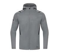 JAKO - Veste Décontractée Challenge Avec Capuche, Mixte Enfant, Gris Pierre Chiné/Noir, 140