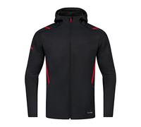 JAKO - Veste Décontractée Challenge Avec Capuche, Mixte Enfant, Marbré De Noir/Rouge, 152