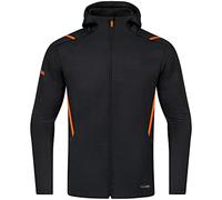 JAKO - Veste Décontractée Challenge Avec Capuche, Mixte Enfant, Noir Chiné/Orange Fluo, 152