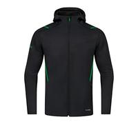 JAKO - Veste Décontractée Challenge Avec Capuche, Mixte Enfant, Noir Chiné/Vert Sport, 128
