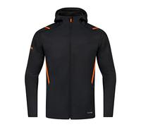 JAKO - Veste Décontractée Challenge Avec Capuche, Mixte, Noir Chiné/Orange Fluo, M