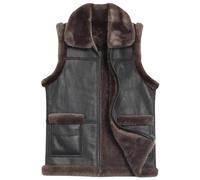 JAKRON Gilet de moto aviateur en cuir de mouton noir pour homme - Vêtements d'extérieur vintage audacieux, Noir - Cuir véritable., M
