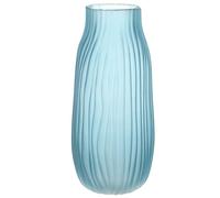 JAKY Global Grand Vase Moderne en Verre Bleu H-31cm Grand Vase nervuré pour Fleurs - Parfait pour la Maison, Le Bureau, Les centres de Table et Le Salon Vases en Verre pour Fleurs(Bleu 31cm)