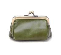 Jalach Portefeuille vintage pour femme en cuir avec fermeture à clip, vert, Vintage