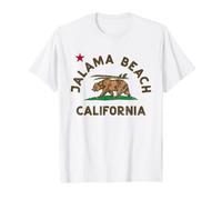 Jalama Beach Drapeau de Plage Californie Ours Surf CA Vintage T-Shirt