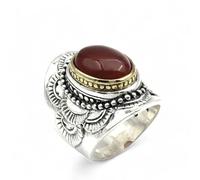 Jalan Jalan - Bague en Argent avec Cornaline Brésilienne - Femme - Accessoires - Brun - Taille: 58 MM
