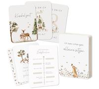 Jalenstein Lot de 40 cartes bébé - Cadeau de naissance - Ma première année - A6 pour garçons et filles (cartes bébé jalons, Mon 1ère année animaux de la forêt)