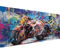 Jalican 5D Diamond Painting Grande 100x50cm Paysage Art Diamant, Graffiti moto Art Diamant Kit pour Adulte Enfants Complet, DIY Diamant Strass Point de Croix Cristal Painting Murale Décoration D-85