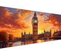 Jalican 5D Diamond Painting Grande 40x20cm Paysage Art Diamant, Big Ben Londres Art Diamant Kit pour Adulte Enfants Complet, DIY Diamant Strass Point de Croix Cristal Painting Murale Décoration D-204