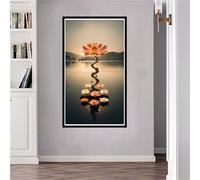 Jalican Diamond Painting Lotus fleuri Grand Format 40x70cm 5D DIY Ensemble Broderie Diamant Kit Complet Puzzle Diamant Loisirs Creatifs Adultes Art Cristal Painting Décoratio Murale d'intérieur S-195