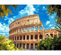 Jalican Peinture Numero Adulte, DIY Peinture Numero Débutants 80x60cm Paint by Numbers Loisirs Créatifs Adultes avec 3 Pinceaux Pour la Décoration de la Maison, Cadeau Homme Femme Rome Colisée L0-295