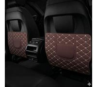 JALILAN 2PCS Protection de Dossier de Siège pour Tesla Model 3 2017-2024 Simili Cuir Matelassé Tapis Anti-Coup de Pied Imperméable Organisateur Rangement,Brown