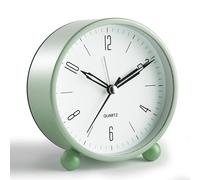 JALL Réveil analogique, 10,2 cm, Super Silencieux, sans tic-tac, avec veilleuse, Fonctionne à Piles, Design Simple, pour lit, Bureau, (Vert)