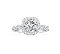 JALOKIVI Bagues de fiançailles en argent sterling 925 1,2 ct pour femme avec oxyde de zirconium taille coussin, bague de fiançailles pour elle taille 4-12,5, Argent sterling, Zircone cubique