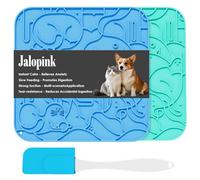 Jalopink Lot de 2 Tapis à lécher en Silicone pour Chats et Chiens, Tapis d'alimentation Lente avec 60 ventouses puissantes pour soulager l'ennui et l'anxiété (Bleu + Vert-US, S)