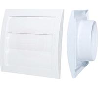 Jalousie Lüftungsgitter Abschlussgitter Ø 125 mm weiß mit Schwerkraftlamellen...