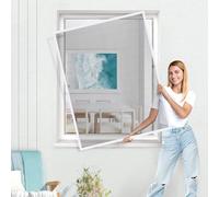 Jalousiescout Moustiquaire Fenetre Enroulable, Moustiquaire sur Fenêtre avec Cadre en Alu Ajustable, Moustiquaire de Fenêtre SlimLine Mini sans Perçage, Installation Facile, 90 x 115 cm, Blanc