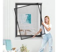 Jalousiescout Moustiquaire Fenetre, Moustiquaire de Fenêtre SlimLine Mini sans Perçage, Protection Moustiquaire sur Fenêtre avec Cadre Ajustable en Aluminium, 115 x 55 cm, Anthracite
