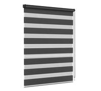 Jalousiescout Store Jour Nuit sans Perçage Klemmfix Store Double Rollo, Fenêtres intérieures pour Salon Cuisine, 3 Modes de Montage avec ou sans perçage, Translucide, 80 x 210cm, Noir