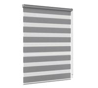 Jalousiescout Store Jour Nuit sans Perçage Klemmfix Store Double Rollo, Fenêtres intérieures pour Salon Cuisine, 3 Modes de Montage avec ou sans perçage, Translucide, 80 x 130cm, Gris foncé