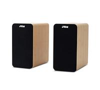 JAM Enceintes Bibliothèque Bluetooth - Compacte, Alimentée par Batterie, Entrée Aux, Enceintes Platine Sans Fil, Haut-parleurs 4 PO, Amplificateurs Hte Définition, Basses, Meilleure Acoustique - Bois