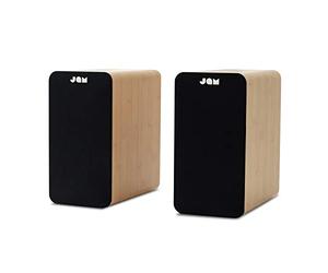 JAM Enceintes Bibliothèque Bluetooth - Compacte, Alimentée par Batterie, Entrée Aux, Enceintes Platine Sans Fil, Haut-parleurs 4 PO, Amplificateurs Hte Définition, Basses, Meilleure Acoustique - Bois