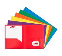 JAM PAPER Dossiers d'école en Plastique à Avec Double Poche - Couleurs Primaires à la Mode - 6/Paquet