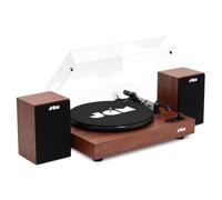Jam Platine Vinyle avec Enceintes Bluetooth 3 Vitesses - Noyer