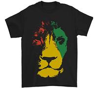 Jamaica Lion Reggae Music Jamaïque T-shirt pour homme 100 % coton, Noir , M