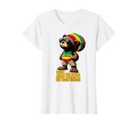 Jamaica Ourson Rasta Mignon Jah Bless Reggae Roots T-Shirt Graphique avec Valeur, Femme, Blanc, S