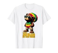 Jamaica Ourson Rasta Mignon Jah Bless Reggae Roots T-Shirt Graphique avec Valeur, Homme, Blanc, S