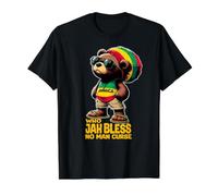 Jamaica Ourson Rasta Mignon Jah Bless Reggae Roots T-Shirt Graphique avec Valeur, Homme, Noir, S