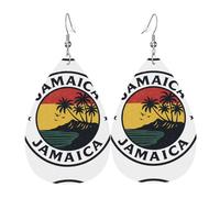 Jamaica Tropic-Standard-Scale-4_00x Boucles d'oreilles en cuir en forme de larme avec pendentif imprimé pour femme avec crochet Mode vintage fête au quotidien, taille unique, Cuir
